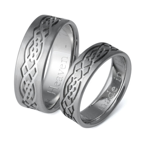 Celtic Titanium Wedding Ring Set - stck8