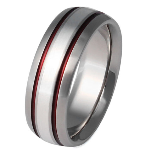 Silver Titanium Ring - sv5Red