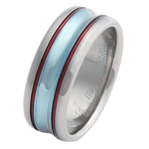 Unique Blue Titanium Wedding Ring w14