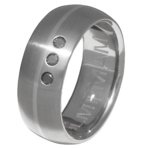 black diamond wedding ring with platinum inlay bd6 Titanium Wedding and Engagement Rings