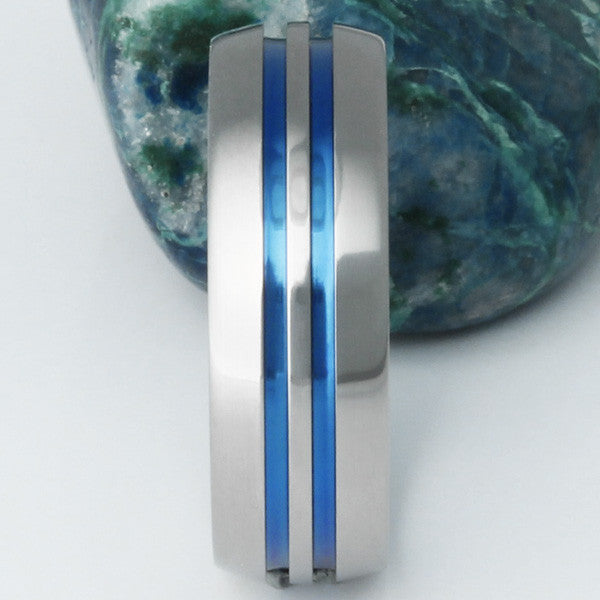 blue titanium promise ring b1 Titanium Wedding and Engagement Rings