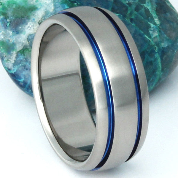 blue titanium promise ring marine b10 Titanium Wedding and Engagement Rings