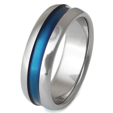 blue titanium ring b14 Titanium Wedding and Engagement Rings