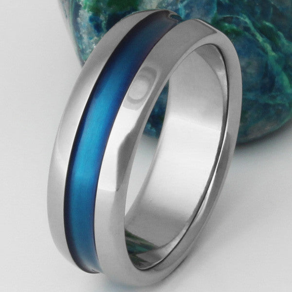blue titanium ring b14 Titanium Wedding and Engagement Rings