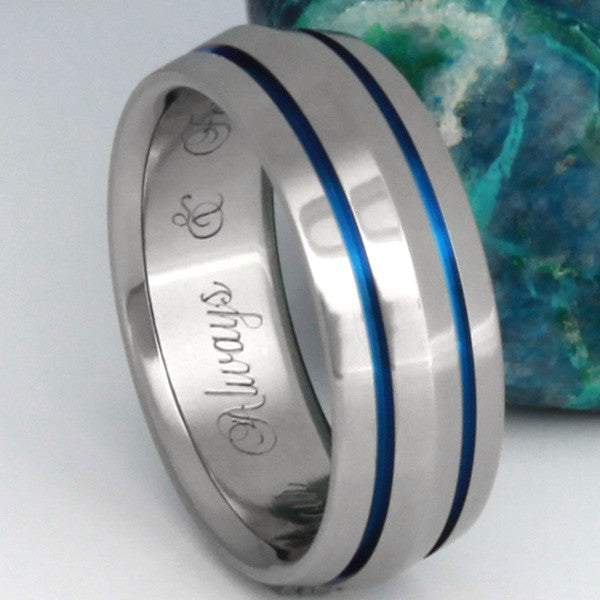 blue titanium ring b17 Titanium Wedding and Engagement Rings