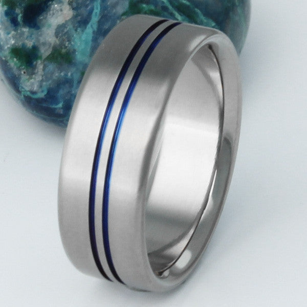 blue titanium rings b21 Titanium Wedding and Engagement Rings