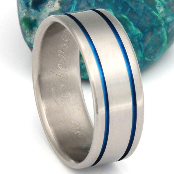 blue titanium promise ring b5 Titanium Wedding and Engagement Rings