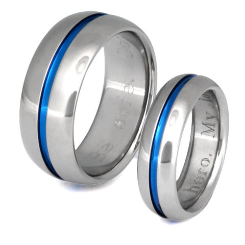 blue titanium ring set stb22 Titanium Wedding and Engagement Rings