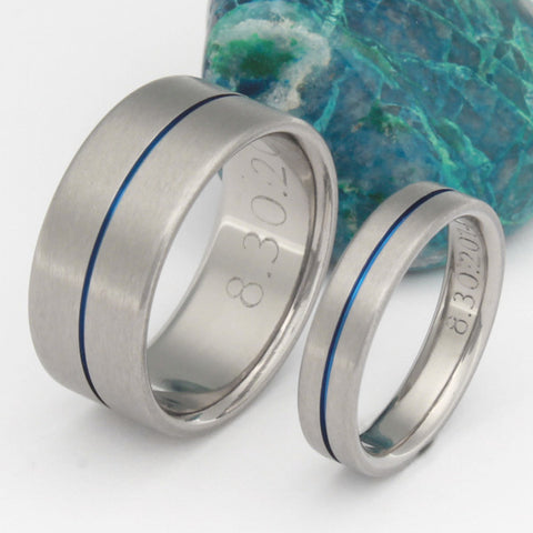blue titanium ring set stb34 Titanium Wedding and Engagement Rings