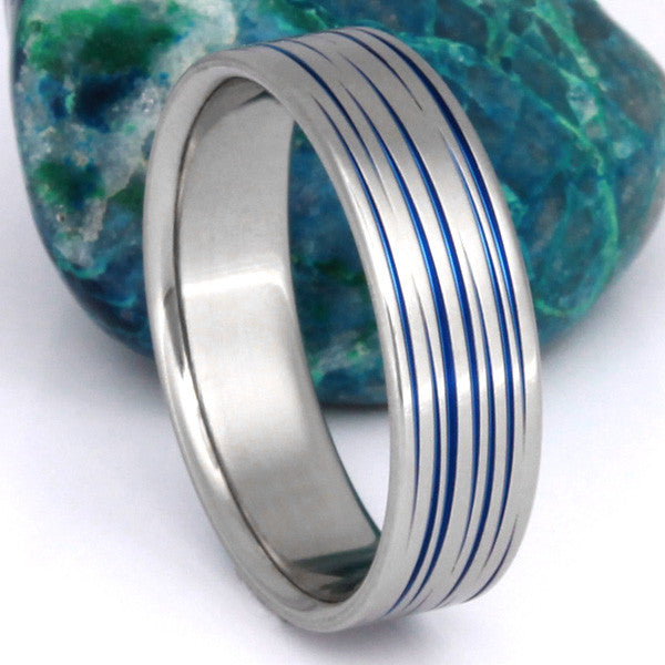 blue titanium promise ring b19 Titanium Wedding and Engagement Rings
