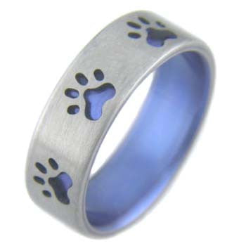 Boone Titanium Ring - Blue Paws Titanium Ring