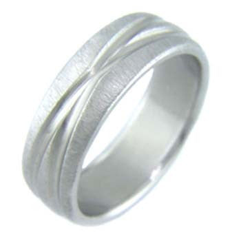 Boone Titanium Ring - Crossed Grooves
