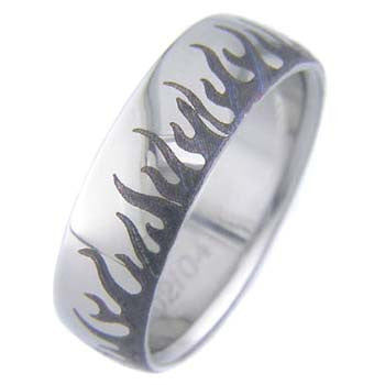 Titanium Designer Ring - Flames