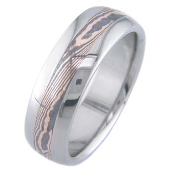rose gold shakudo twist mokume Titanium Wedding and Engagement Rings