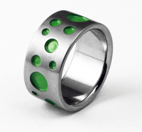 Unique Titanium Designer Wedding Ring polka dot