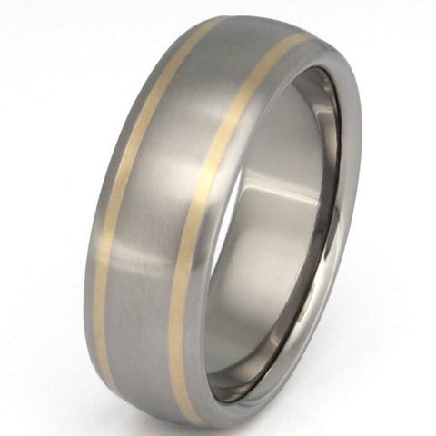 titanium wedding ring with gold inlay g11 Titanium Wedding and Engagement Rings
