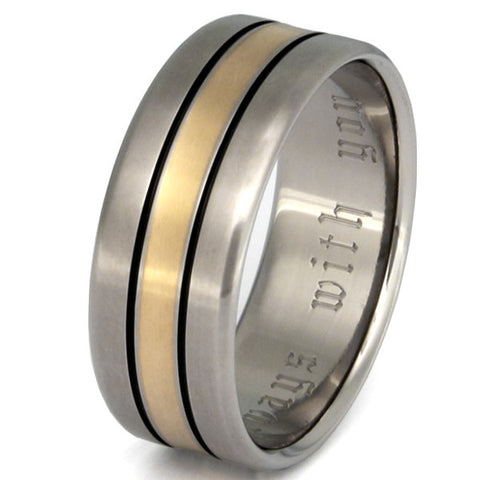 titanium wedding ring with gold inlay g16 Titanium Wedding and Engagement Rings