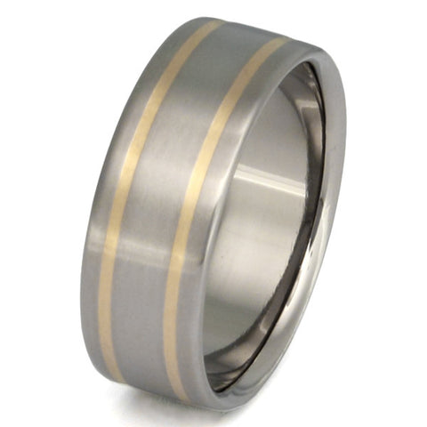 titanium wedding ring with gold inlay g8 Titanium Wedding and Engagement Rings