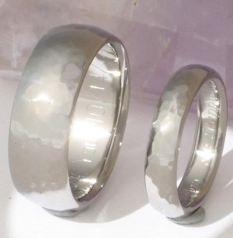hammered titanium wedding band set Titanium Wedding and Engagement Rings