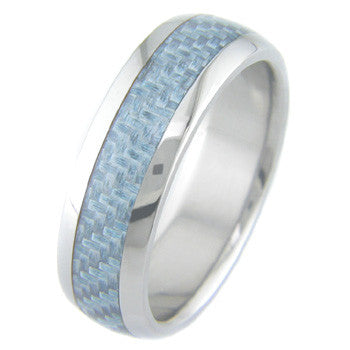 Boone Light Blue Carbon Fiber Titanium Ring