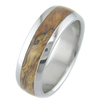 red oak burl Titanium Wedding and Engagement Rings