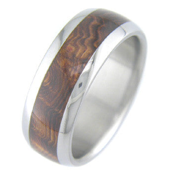 rosewood burl Titanium Wedding and Engagement Rings