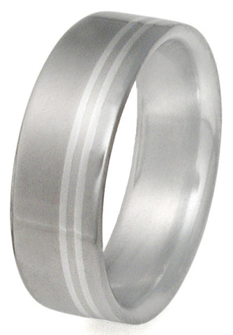 titanium wedding ring with platinum inlays p2 Titanium Wedding and Engagement Rings