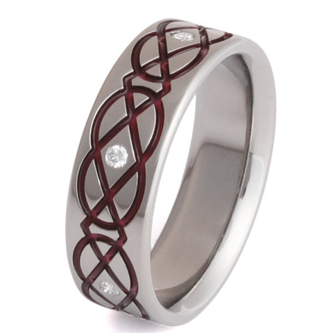 Titanium Irish Celtic Wedding Rings ck43Red