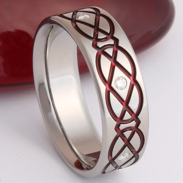 Titanium Irish Celtic Wedding Rings ck43Red