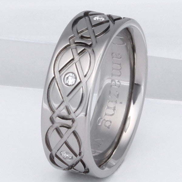 Celtic Titanium Diamond Ring - ck43