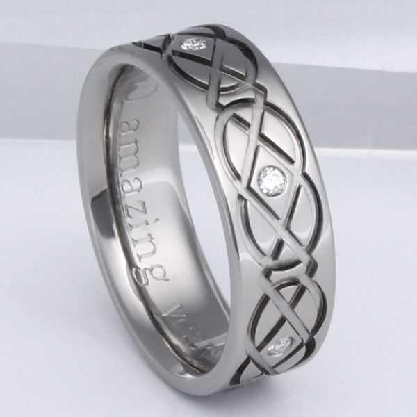 Celtic Titanium Diamond Ring - ck43