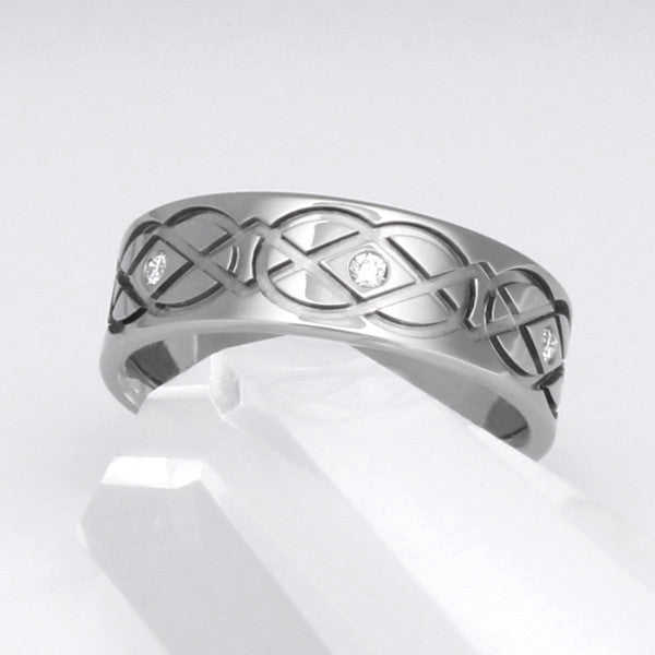 Celtic Titanium Diamond Ring - ck43