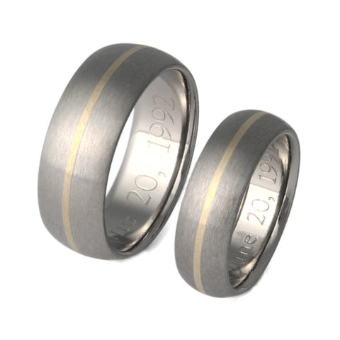 Matching Titanium Gold Wedding Band Set stg4