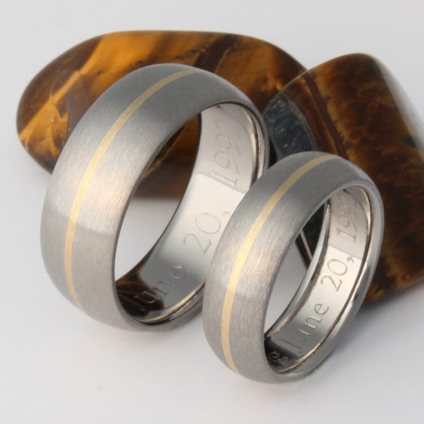 Matching Titanium Gold Wedding Band Set stg4