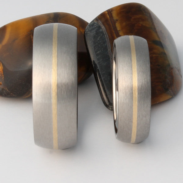 Matching Titanium Gold Wedding Band Set stg4