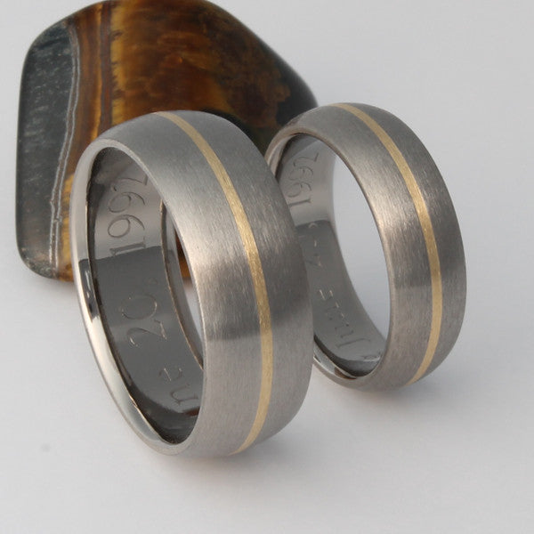 Matching Titanium Gold Wedding Band Set stg4