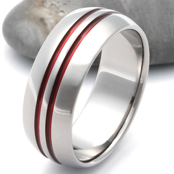 Redline Rings Thin Red Line Titanium Ring - r1 – Titanium Rings Studio