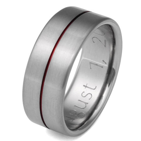 Red Titanium Ring - Firerfighters Ring - r34