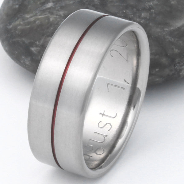 Red Titanium Ring - Firerfighters Ring - r34
