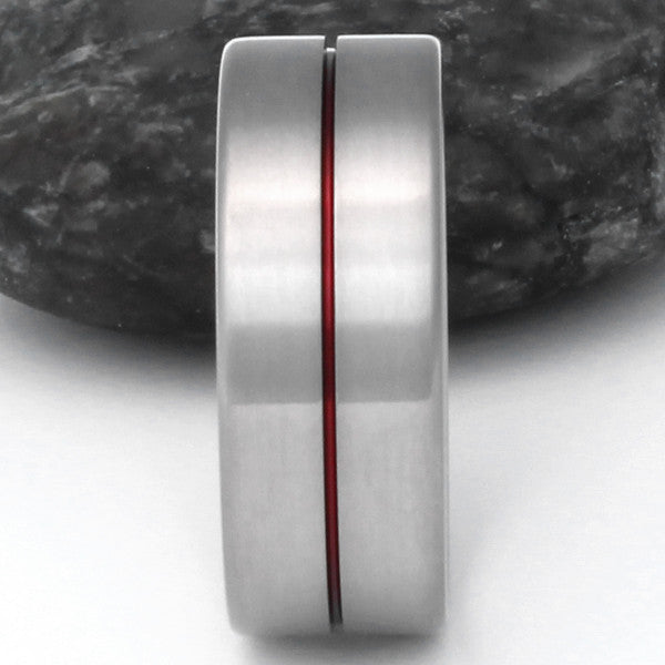 Red Titanium Ring - Firerfighters Ring - r34