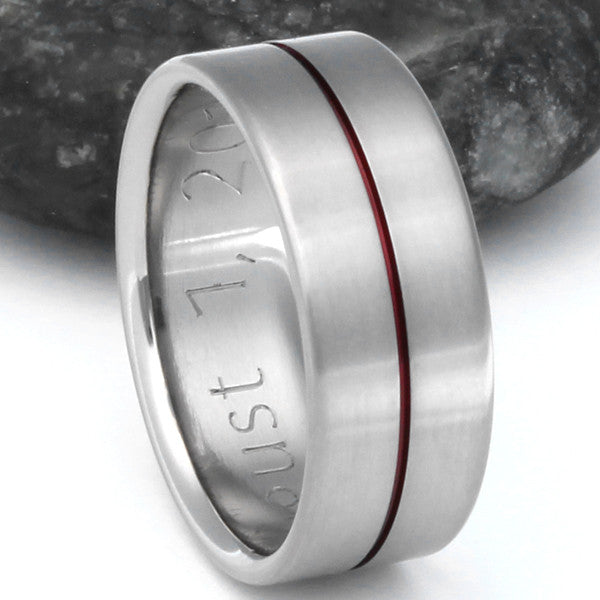 Red Titanium Ring - Firerfighters Ring - r34