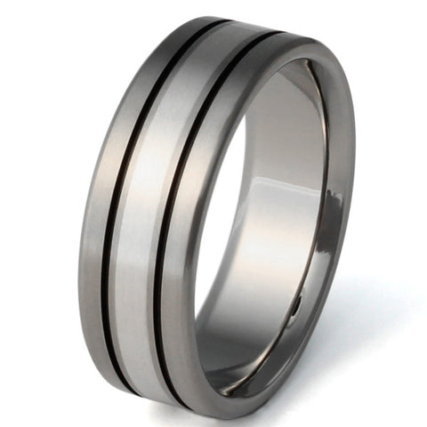 Silver Titanium Ring - sv1Black
