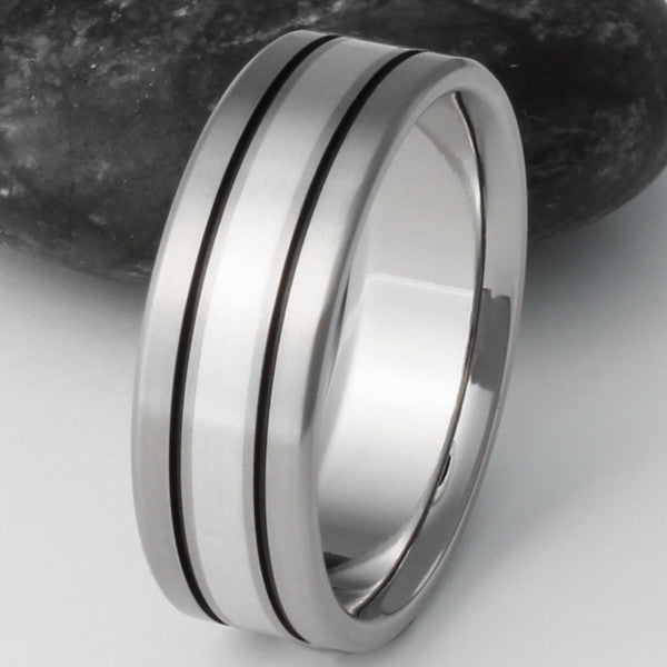 Silver Titanium Ring - sv1Black