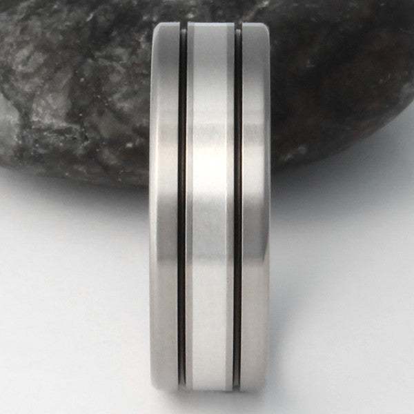 Silver Titanium Ring - sv1Black