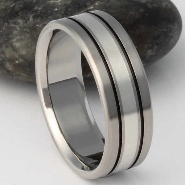 Silver Titanium Ring - sv1Black