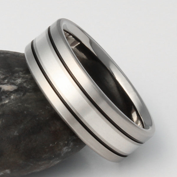 Silver Titanium Ring - sv1Black