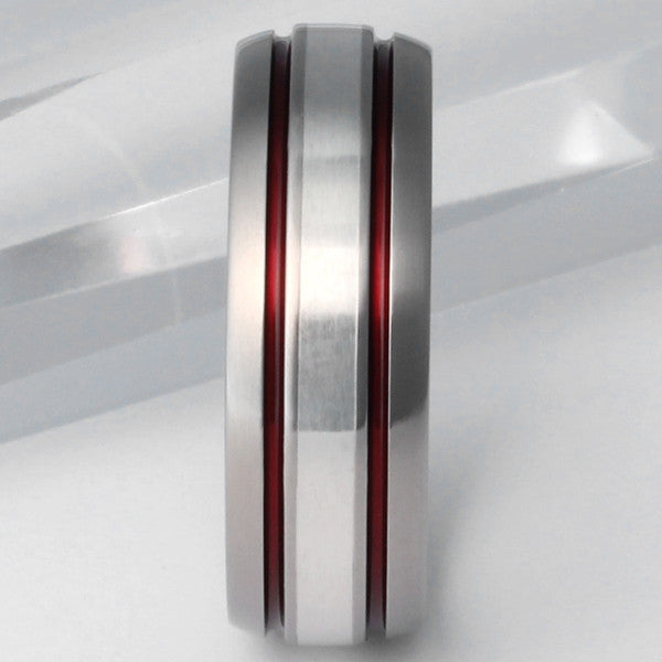Silver Titanium Ring - sv5Red