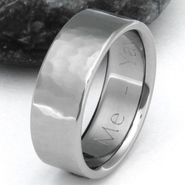 Titanium Hammered Ring - n22Flat