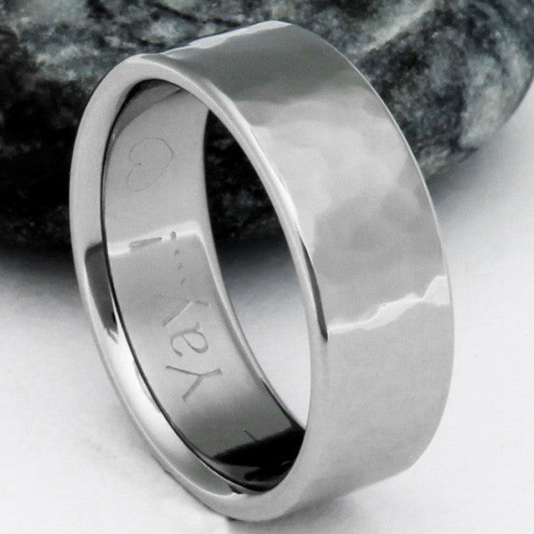 Titanium Hammered Ring - n22Flat