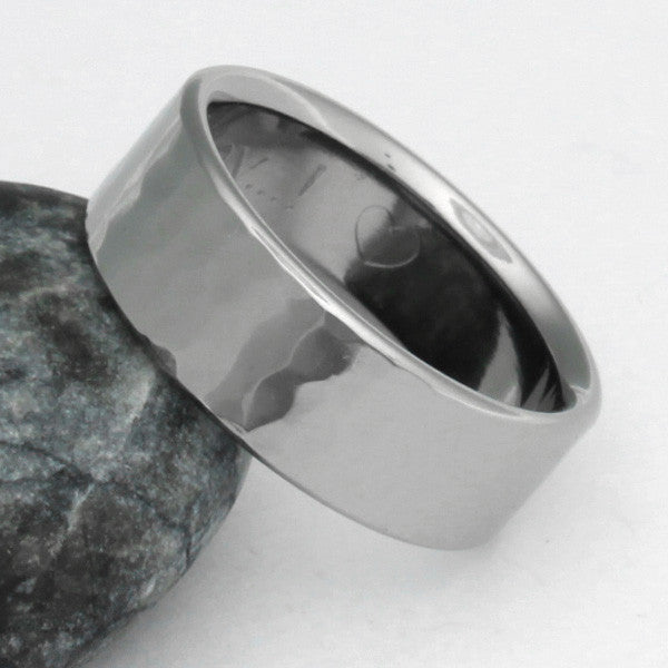 Titanium Hammered Ring - n22Flat